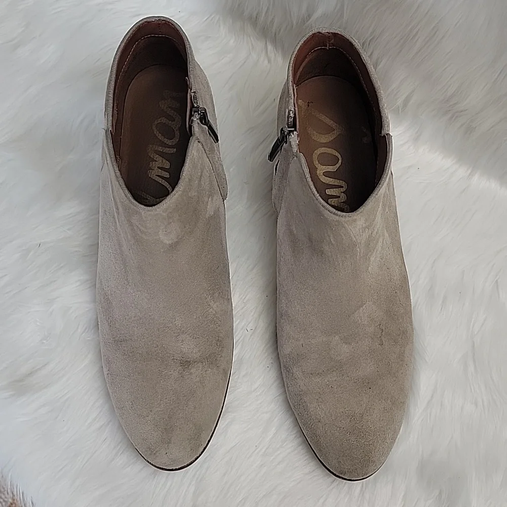 SAM EDELMAN Petty Taupe Suede Western Boho Preppy Zip Up Ankle Bootie Boots 10.5